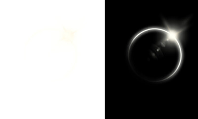 Solar Eclipse with Diamond Ring Effect - Abstract Cosmic Light Flare, Celestial Glow Overlay
