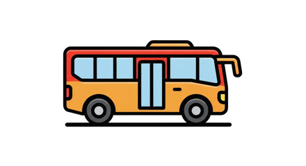 Colorful cartoon bus icon illustration with black background art