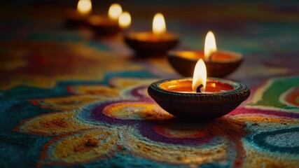 Close-up of lit candles, possibly in preparation for a religious rite or meditation practice.