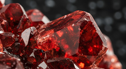 Stunning red crystal formation with vibrant light reflections, perfect for luxury design