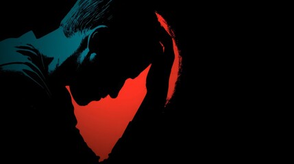 Person suffering from severe depression. Psychology, anxiety, solitude, fear or mental health problems concept.