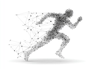 Abstract runner, connected lines, digital body