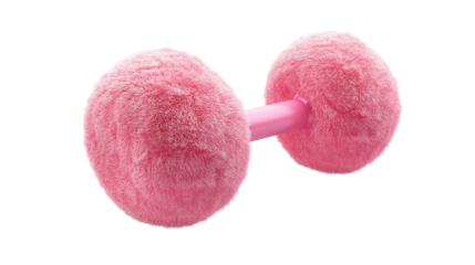 plush pink dumbbell on white background