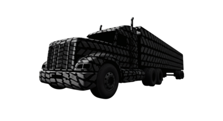 Truck with tire tread pattern on dark background in artistic view