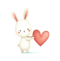 Fototapeta premium Cute Bunny Holding a Heart