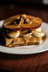 Bread with nuts, apple and peanut butter