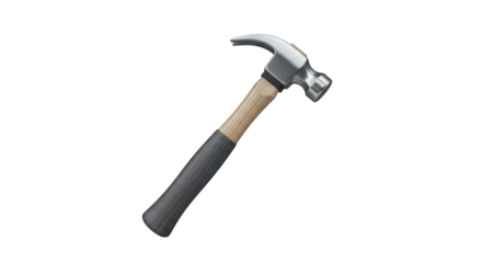 Steel hammer with wooden handle isolated on black background view