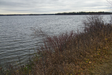 Astotin Lake on a Cloudy Autumn Day