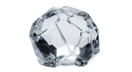 Intricate geometric glass sculpture with transparent facets design