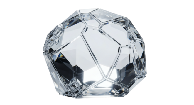 Intricate geometric glass sculpture with transparent facets design