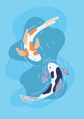 couple of koi fish illustration