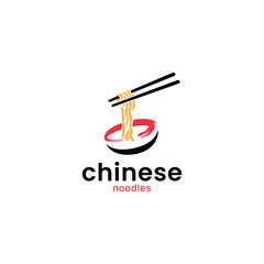 Chinese noodles logo with chopsticks