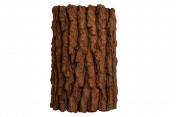 Seamless tree bark texture wrapped around a cylinder, creating a realistic 3d model on a transparent background