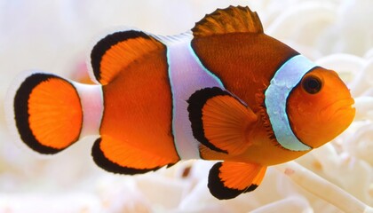 Vibrant orange clownfish swims gracefully in its coral reef home