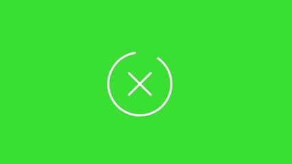 Cancel line icon on green screen animation (Chroma key) 4K