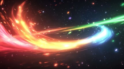 Obraz premium A vibrant cosmic scene depicting swirling colors in a star-filled space.