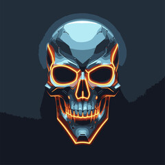 skull vector as neon logo