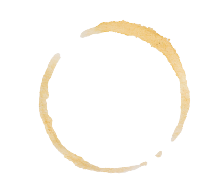 Brown coffee cup stain ring mark on transparent background ideal for adding a realistic touch to des