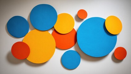 Colorful circles arranged on a wall.