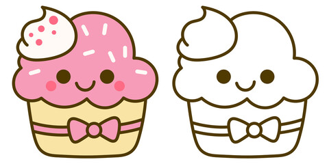 Cute Cupcakes with Pink Frosting and Bow-tie Decoration