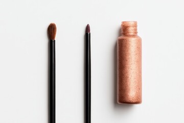 Cosmetic tools arranged neatly showcase vibrant colors and textu