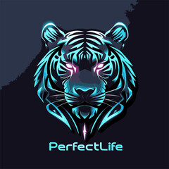 tiger head vector as neon logo 