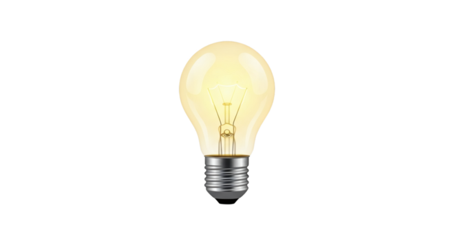 Illuminated light bulb glowing brightly against a black background