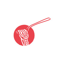 Spaghetti with a fork, noodle collection