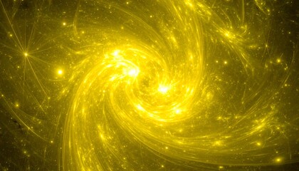 Abstract swirling gold cosmic art