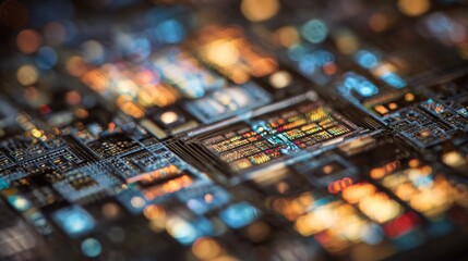 Obraz premium A detailed close-up image of a quantum computer chip showcasing intricate technology and design.