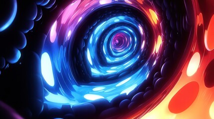 A vibrant, swirling tunnel of colors, evoking a sense of depth and motion.