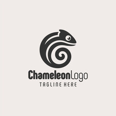 Fototapeta premium Elegant Chameleon Silhouette Logo Design