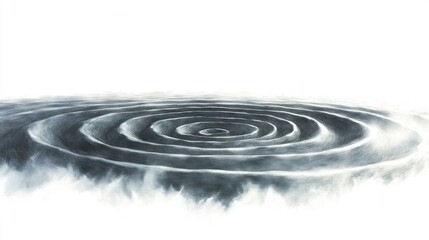 A serene, monochromatic depiction of ripples in water, suggesting calmness and reflection.