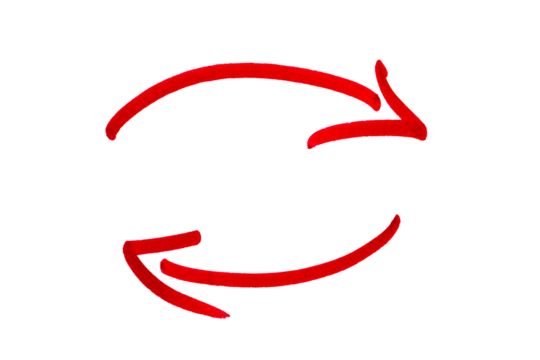 Red arrow road sign hand drawing