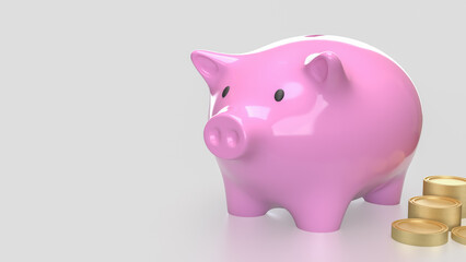 The Piggy Bank and coins  for saving or earn concept 3d Rendering.