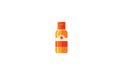 Orange and Yellow Bottle with White Label, Orange Cap, Isolated on White.