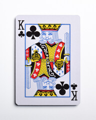 King of clubs playing card, isolated on white background