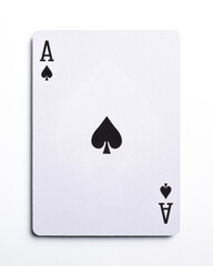 Ace of spades playing card, isolated on white background