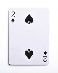Two of spades playing card, isolated on white background