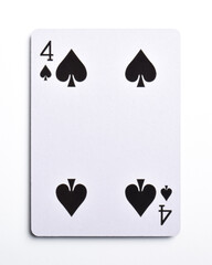 Four of spades playing card, isolated on white background