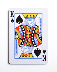 King of spades playing card, isolated on white background
