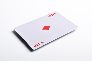 Ace of Diamonds playing card, isolated on white background