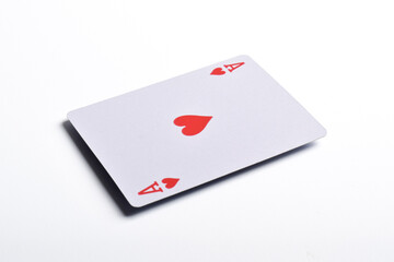 Ace of hearts playing card isolated on white background