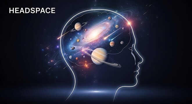 Cosmic Mindscape - Universe within Human Head Silhouette.