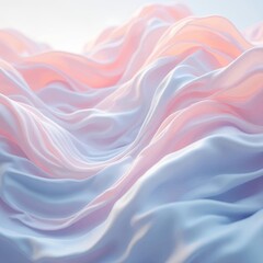 Obraz premium Elegant flowing fabric in pastel pink and blue creates a serene and calming dreamlike atmosphere