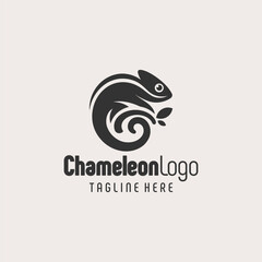 Geometric Chameleon Emblem Black White