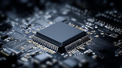 Microchip on Circuit Board HighResolution Image of Integrated Circuit Technology for Electron