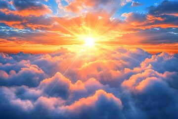 Fototapeta premium Dramatic sunset with sun rays