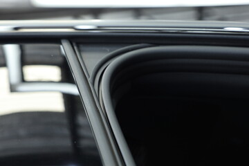 closeup of elastic rubber on car door.	
