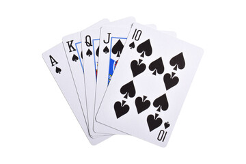 Playing cards isolated on white background